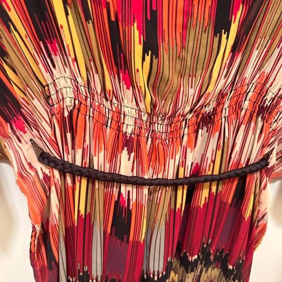 Abstract Red Multi-Print Maxi Dress – Size 12 - Picture 5 of 10